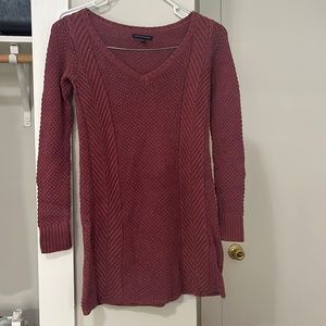 Mauve AEO V-Neck Fit & Flare Sweater Dress